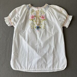 Vtg Hungarian Floral Embroidered Top Womens M Peasant Folk Mexican Ethnic Blouse